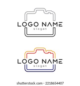 photography camera logo icon vector design template isolated on black background