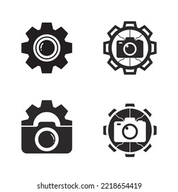 fotografía imagen logotipo icono diseño vectorial de la cámara aislado en fondo negro