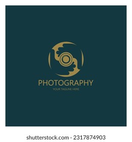 photography camera logo icon vector design template isolated on black background