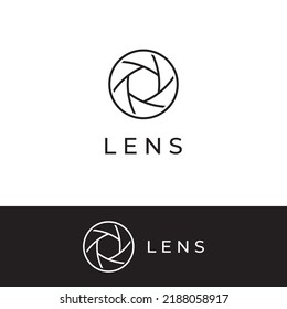 Photography camera logo, lens camera shutter, digital, line, professional, elegant and modern. The logo can be used for studios, photography and other businesses.