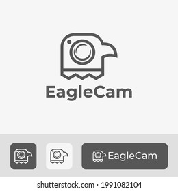 Photography Camera Logo, Minimal Eagle Head Icon Vector Illustration, Unique Line Art Style Modern and Simple Symbol