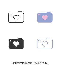 photography camera with love vector icon couple memories
