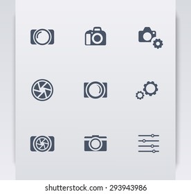 photography, camera, settings blue flat icons, vector illustration, eps10, easy to edit