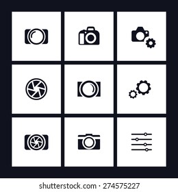 photography, camera square flat icons, vector illustration