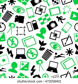 photography and camera theme simple icons seamless pattern eps10