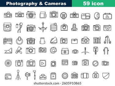Photography and Cameras line art icon