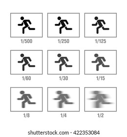 Photography cheat sheet, camera's manual in icons, Shutter Speed. Vector illustration.