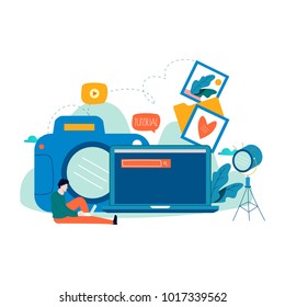 Photography classes, photography courses, tutorials, education concept, workshops flat vector illustration