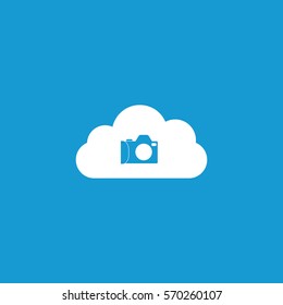 photography cloud icon on blue background to use in web and mobile UI