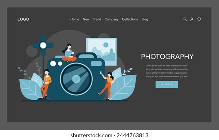Photography concept. Characters with cameras capture the essence of moments, a snapshot of the photographer's passion and skill. The art of photography in a digital frame. Vector illustration