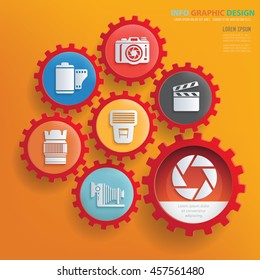 Photography concept design,gear info graphic on clean background,vector