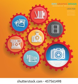 Photography concept design,gear info graphic on clean background,vector