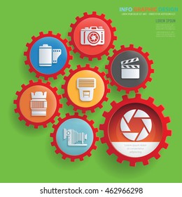 
Photography concept design,gear info graphic on clean background,vector