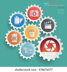 
Photography concept design,gear info graphic on clean background,vector