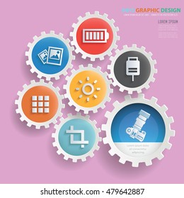 
Photography concept design,gear info graphic on clean background,vector
