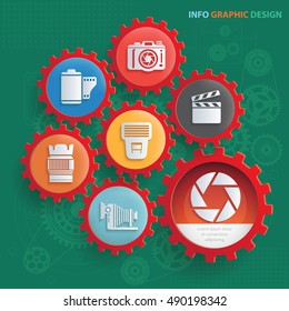 
Photography concept design,gear info graphic on clean background,vector