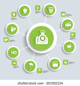 Photography concept info graphics,green vector