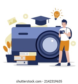 Photography courses or class illustration design concept. Illustration for websites, landing pages, mobile applications, posters and banners