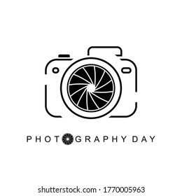 Photography Day vector illustration with camera outline design.