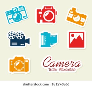 photography design over beige background vector illustration