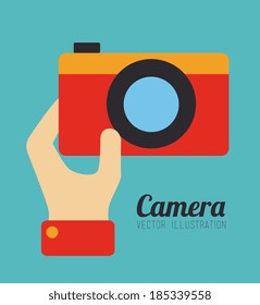 Photography design over blue background, vector illustration