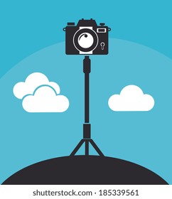 Photography design over landscape background, vector illustration