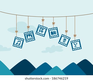 Photography design over landscape background, vector illustration