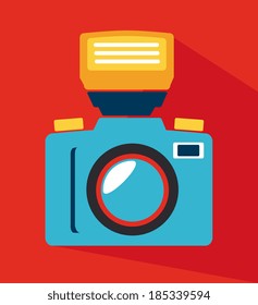 Photography design over red background, vector illustration