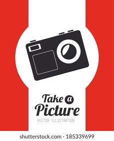 Photography design over red background, vector illustration