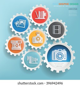 Photography design,gear info graphic on clean background,vector
