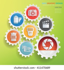 
Photography design,gear info graphic on clean background,vector