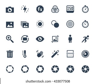 Photography and digital camera related vector icon set