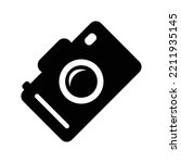 Photography dslr nikon camera icon | Black Vector illustration |