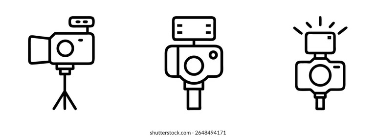 photography equipment camera with different attachments icons