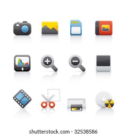 Photography Equipment Icon Set for multiple applications. In Adobe Illustrator EPS 8.