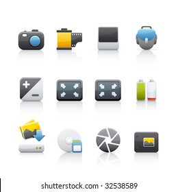 Photography Equipment Icon Set for multiple applications. In Adobe Illustrator EPS 8.