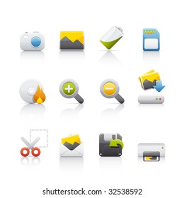 Photography Equipment Icon Set for multiple applications. In Adobe Illustrator EPS 8.