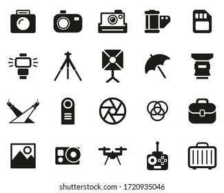 Photography Equipment Icons Black & White Set Big