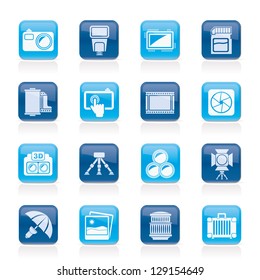 Photography equipment icons - vector icon set