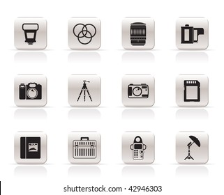 Photography equipment icons - vector icon set