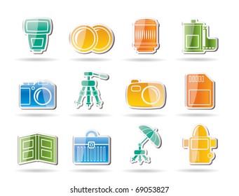Photography equipment icons - vector icon set