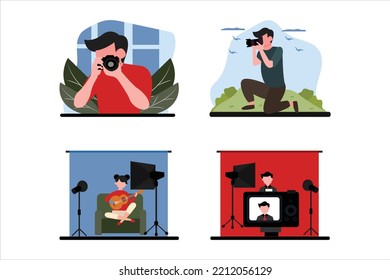 Photography Flat Bundle Design Illustration