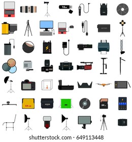 Photography flat icon set