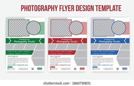 Photography Flyer Design Template with 3 color variation, print ready format - Powered by Shutterstock - Get 15% off with code: PIKWIZARD15