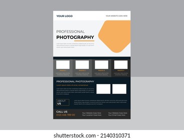 Photography flyer, photo workshop flyer template design, vector photography flyer poster design.