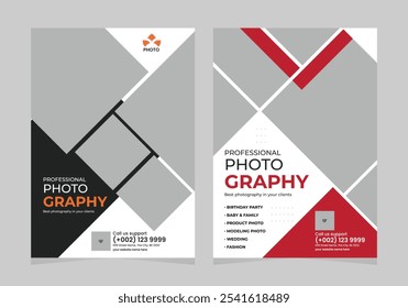 photography flyer template design, premium style photo collection poster leaflet brochure cover design