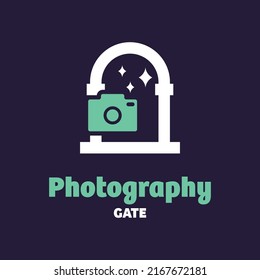 Photography with gate, logo design vector symbol icon illustration creative idea