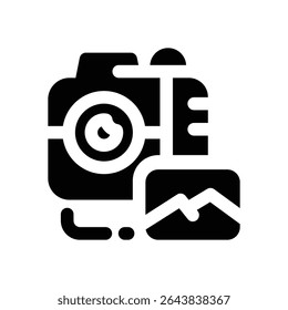 photography glyph icon. Strong and solid vector icon for websites, mobile interfaces, presentations, and visual branding. High quality and easy to edit.