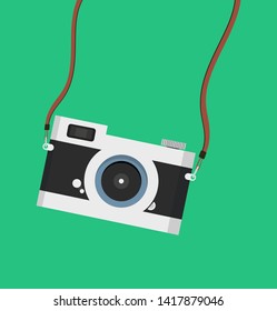 Photography hanging vintage camera vector