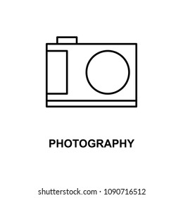 photography icon. Element of simple web icon with name for mobile concept and web apps. Thin line photography icon can be used for web and mobile on white background